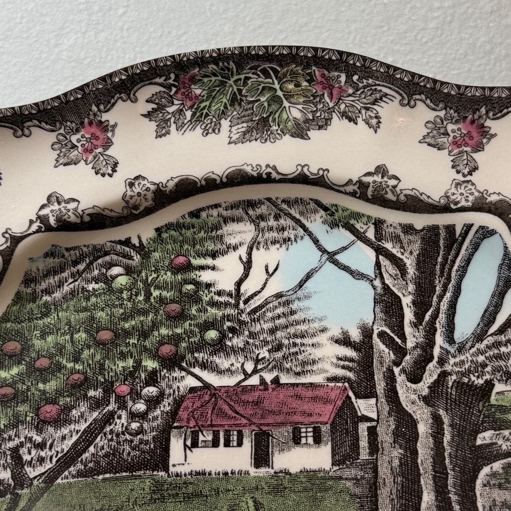 The Friendly Village Bless This House Scalloped Platter Johnson Bros England 11” - Picture 7 of 14